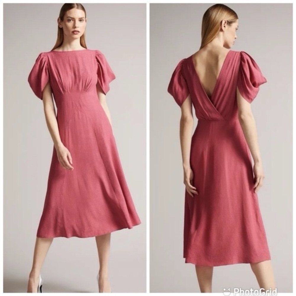 Ted Baker NWT! Tulipi Panelled Midi Dress In Pink Size 3